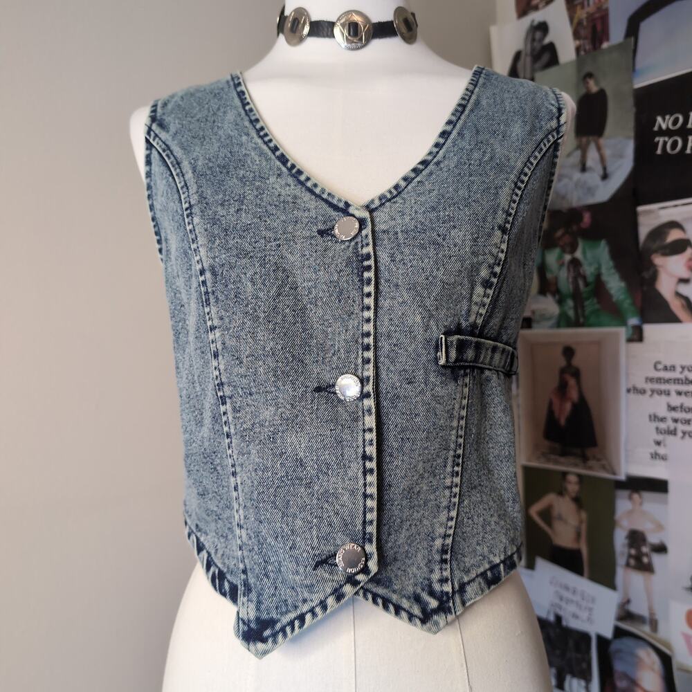 Acid Wash Denim Vest Vintage 80s